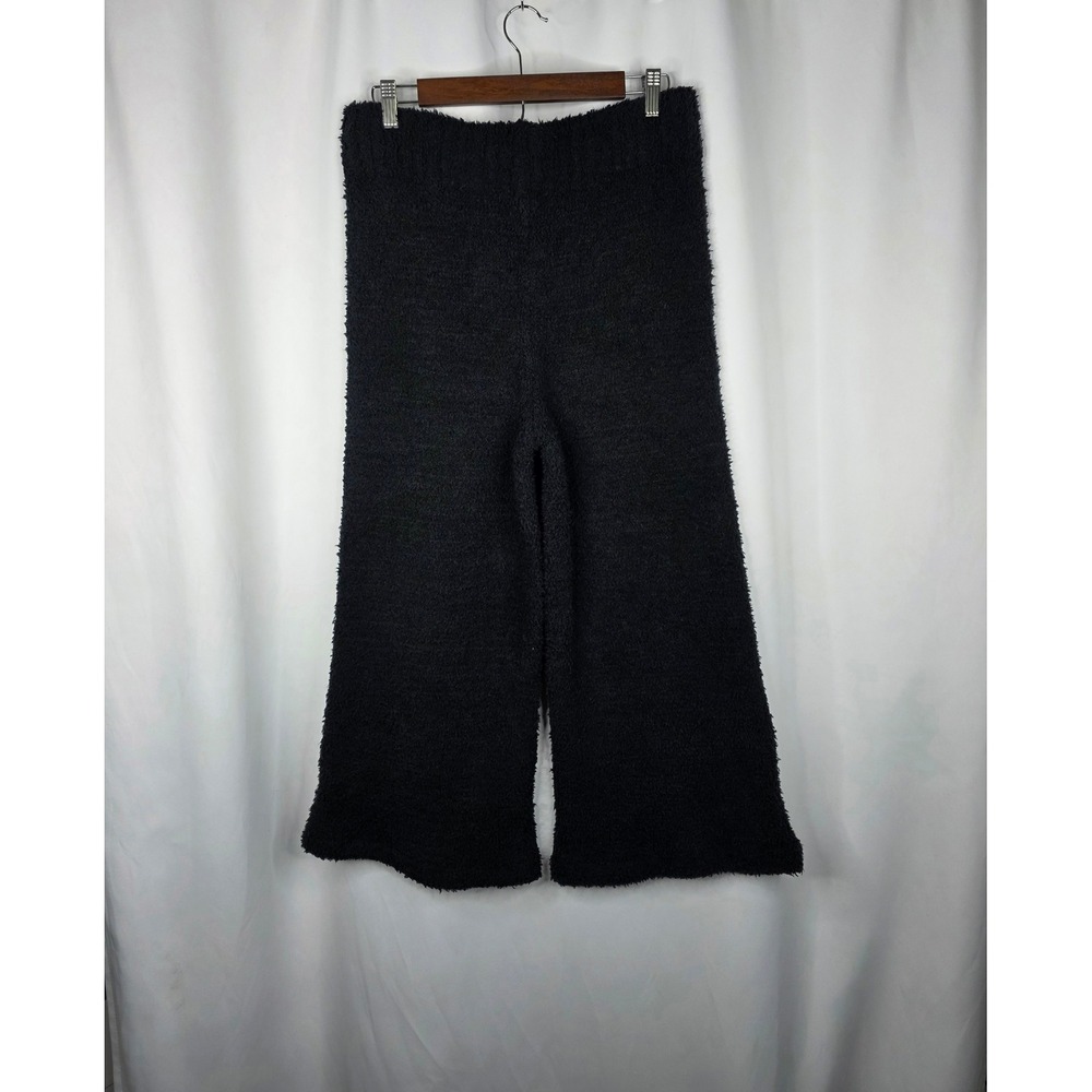 SKIMS Cozy Knit Wide Leg Pant Womens L/XL Onyx Black Nylon Boucle Lounge Cropped - Picture 8 of 15